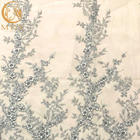 Γκρίζο τρισδιάστατο διακοσμημένο με χάντρες ύφασμα κεντητικής δαντελλών του Tulle για το νυφικό φόρεμα