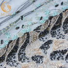 Πανέμορφο διακοσμημένο με χάντρες δαντελλών υφάσματος τσεκιών ύφασμα πλέγματος πολυεστέρα νάυλον για το φόρεμα βραδιού