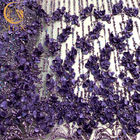 Φανταχτερή τρισδιάστατη κεντητική Comfotable χειροτεχνιών υφάσματος δαντελλών λουλουδιών που διακοσμείται με χάντρες