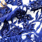 μπλε ναυτική κεντημένη χειροτεχνία μόδας υφάσματος δαντελλών του Tulle πλάτους 135cm