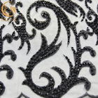 Μαλακό διακοσμημένο με χάντρες πλέγμα δαντελλών ύφασμα δαντελλών υφάσματος τρισδιάστατο μαύρο κεντημένο 1 υάρδα