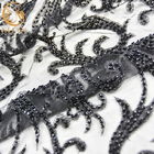 Μαλακό διακοσμημένο με χάντρες πλέγμα δαντελλών ύφασμα δαντελλών υφάσματος τρισδιάστατο μαύρο κεντημένο 1 υάρδα