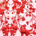 Η πανέμορφη τρισδιάστατη χειροτεχνία Applique δαντελλών κεντητικής διακόσμησε τη δαντέλλα κόκκινου χρώματος με χάντρες