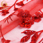Η πανέμορφη τρισδιάστατη χειροτεχνία Applique δαντελλών κεντητικής διακόσμησε τη δαντέλλα κόκκινου χρώματος με χάντρες
