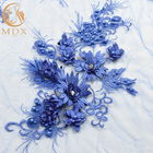 Βασιλικό μπλε ύφασμα δαντελλών MDX/διακοσμημένο με χάντρες νυφικό περίπλοκο σχέδιο δαντελλών