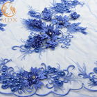 Βασιλικό μπλε ύφασμα δαντελλών MDX/διακοσμημένο με χάντρες νυφικό περίπλοκο σχέδιο δαντελλών