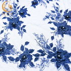 Σκούρο μπλε ύφασμα δαντελλών γαμήλιων φορεμάτων διακόσμηση Rhinestones 55 ίντσας πλάτους