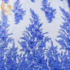 Μπλε γαμήλιων δαντελλών σχέδιο 135cm λουλουδιών υφασμάτων MDX κομψό πλάτος