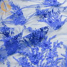 Μπλε γαμήλιων δαντελλών σχέδιο 135cm λουλουδιών υφασμάτων MDX κομψό πλάτος