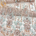 Χρυσή λαμπρή κεντητική του Tulle υφάσματος δαντελλών τσεκιών υδροδιαλυτή για το φόρεμα βραδιού