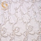 Πολυτέλειας βαριά άσπρη δαντελλών υλική 1 υάρδα δαντελλών υφασμάτων τρισδιάστατη Floral με Rhinestones