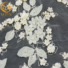 Νάυλον κεντητική δαντελλών 80% λουλουδιών του Tulle τρισδιάστατη άσπρη για το γάμο