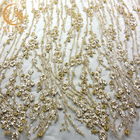 Χρυσό 140cm πλάτους μηχανών ύφασμα δαντελλών κεντητικής προσαρμοσμένο δαντέλλα για τα φορέματα