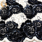 Ο κεντημένος Μαύρος ακτινοβολεί ύφασμα γαλλικά δαντελλών διακόσμησε με χάντρες για το νυφικό φόρεμα