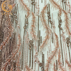 Ρόδινο τρισδιάστατο διακοσμημένο με χάντρες χειροποίητο ύφασμα δαντελλών για το φόρεμα ραπτικών Haute
