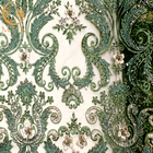 Συνήθειας πράσινα τρισδιάστατα υφάσματα δαντελλών Applique νυφικά για τα φορέματα κόμματος