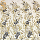 Πολύχρωμη τρισδιάστατη δαντέλλα κεντητικής Applique διακοσμημένη με χάντρες ύφασμα για το φόρεμα βραδιού