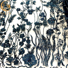 Μπλε ναυτικό τρισδιάστατο Floral ύφασμα δαντελλών κεντητικής για το φόρεμα κόμματος βραδιού