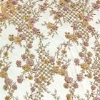 τρισδιάστατο διακοσμημένο με χάντρες Sequined κεντητικής δαντελλών ράβοντας σχέδιο νημάτων υφάσματος χρυσό