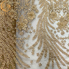 Χρυσό βαρύ διακοσμημένο με χάντρες λαμπρό ύφασμα δαντελλών πολυτέλειας για τα φορέματα κόμματος γυναικών