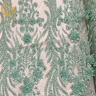ODM κομψό πράσινο διακοσμημένο με χάντρες ύφασμα 140Cm δαντελλών φορεμάτων νυφικό πλάτος