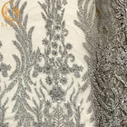 Γκρίζο βαρύ χειροποίητο διακοσμημένο με χάντρες ύφασμα δαντελλών για τα φορέματα επιδείξεων μόδας