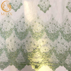 Χειροποίητο πράσινο ύφασμα δαντελλών χαντρών πλέγματος έξοχο για την παραγωγή φορεμάτων