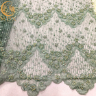 Χειροποίητο πράσινο ύφασμα δαντελλών χαντρών πλέγματος έξοχο για την παραγωγή φορεμάτων